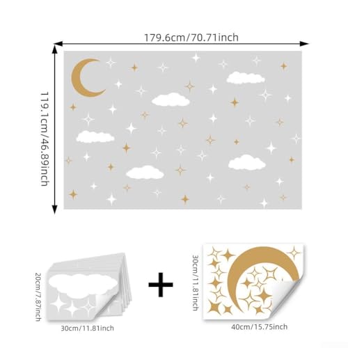 Calcomanías removibles luna y estrellas para pared miniatura 2