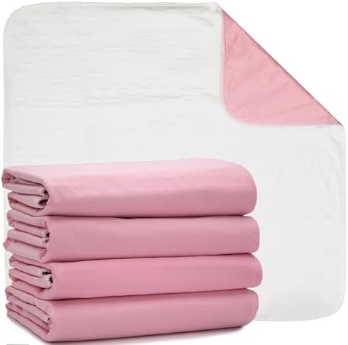 DMI Washable Underpads for Adults, Waterproof and Reusable Bed Pads for Juvenile Incontinence, Caregiving, Nursing, Hospitals, and Home Use, 34″x 36″, 4 Count (Pack of 1)
