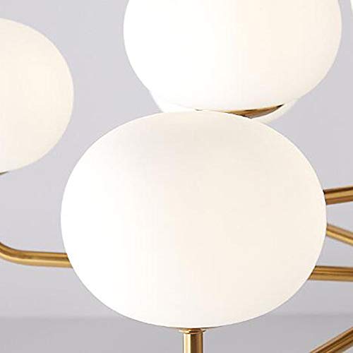 Lámpara de techo Sputnik de 15 luces dorada con esferas de vidrio mate 2