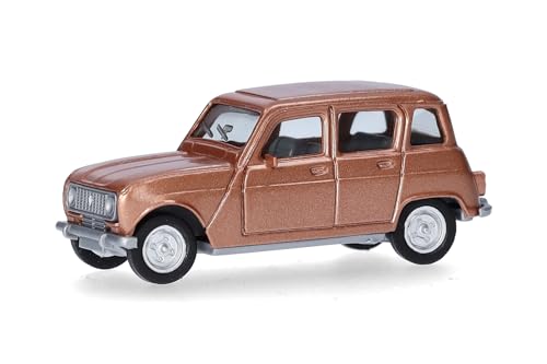 Herpa Miniatura do carro Renault R4, escala 1/87, maquete de coleção, modelismo, modelo alemão, figura plástico, cor: bege metalizado