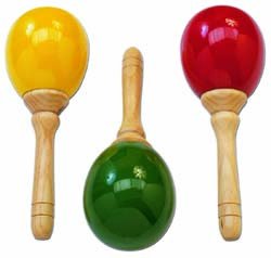Maracas profesionales, De madera. Tamaño: grande. Acabado color Medidas 24x8 cm. (Un Par)