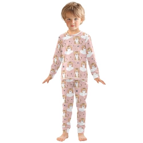ODAWA Fall Pajamas Leopard Clouds Pink Cotton Clothes Pyjamas Sets 18M3