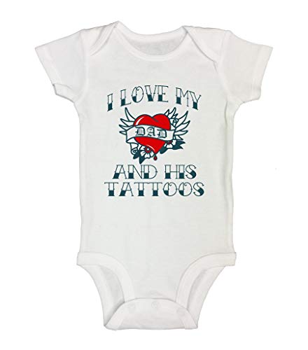 Image of Baby Bodysuit I Love My Dad and His Tattoos Funny Bodysuits - Little Royaltee 0-3 Months, White