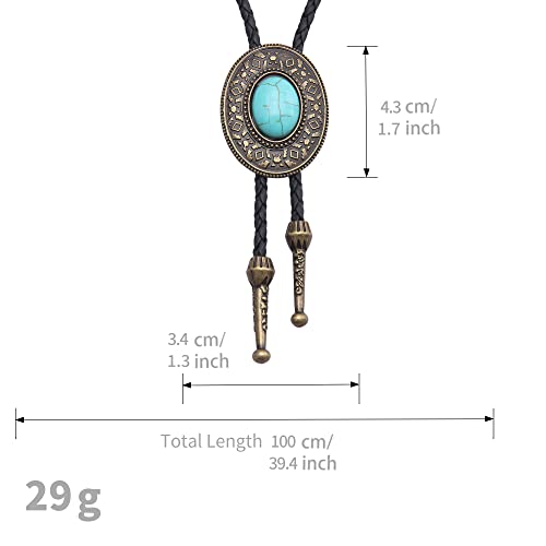 Image of Jeilwiy Bolo Tie for Men Western Cowboy Tie Necklace Gold Bolo Tie Leather Necktie Halloween Tie Accessories for Women