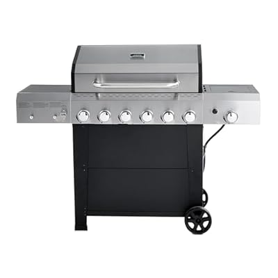 Amazon Basics Freestanding Gas Grill with Side Burner, 6 Burner (66,000 BTU)