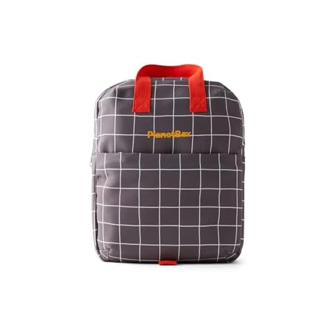 PlanetBox Lunch Bag with Adjustable Straps for Kids - Grey Grid Cover