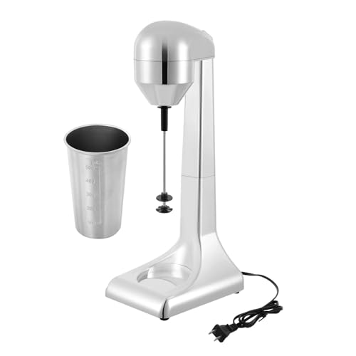 Electric Milkshake Machine, Commercial Stainless Steel Milkshake Machine, Beverage Blender, Adjustable Speed Single Head Stand Mixer, 500 ml Stainless Steel Cup, 23000 RPM
