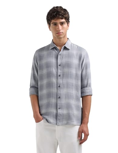 Image of Flying Machine Men's Slim Fit Shirt | Checked | Long Sleeves | Shirt for Man