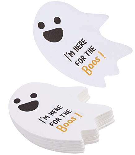 Halloween Cocktail Napkins - 50 PK - Halloween Party Supplies l 3-Ply Halloween Napkins Paper Folded 5x7 Inches l Disposable Party Napkins, Ghost Paper Beverage Napkins, Bulk Birthday Napkins Kids