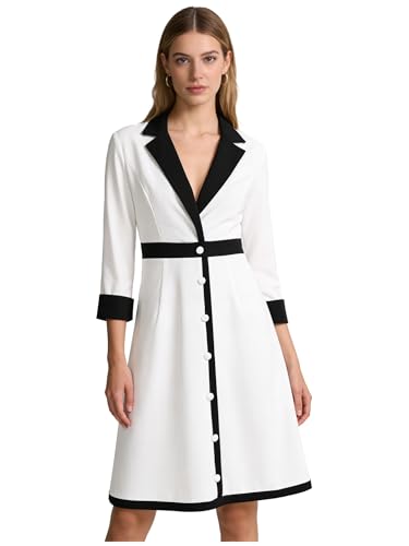 Robe blazer ajustée bicolore chic pour femme active au bureau et en soirée