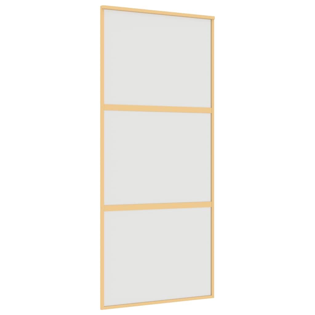 vidaXL Sliding Door, Barn Door for Home Internal, Sliding Door Panel with Assembly Kit, Sliding Gate, Gold Frosted ESG Glass and Aluminium