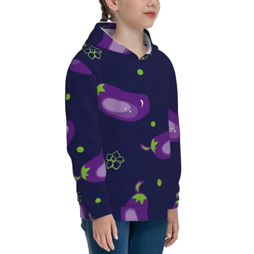 Eggplant Kids Pullover Hoodies Boys Sweatshirts Girls Athletic Clothes with Pocket3