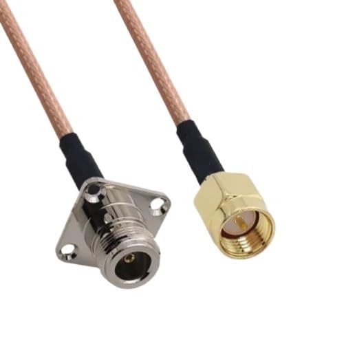 QYZLVCES(���X) RG316�P�[�u�� SMA - N �I�X�v���O ���X�W���b�N 4�� �t�����W�R�l�N�^ RG316 �s�O�e�[���W�����p�[�P�[�u�� 50�I�[�� 25*25MM �X�N�G�A�v���[�g(0.2M,NF-SMAM-RG316)
