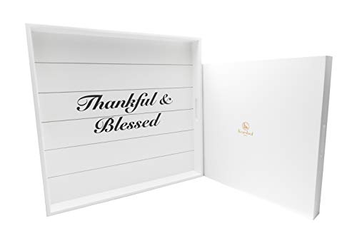 Karshal Ottoman Serving Tray Wooden White Large Medium Square Nested Tray with Cut Out Handles Set of 2