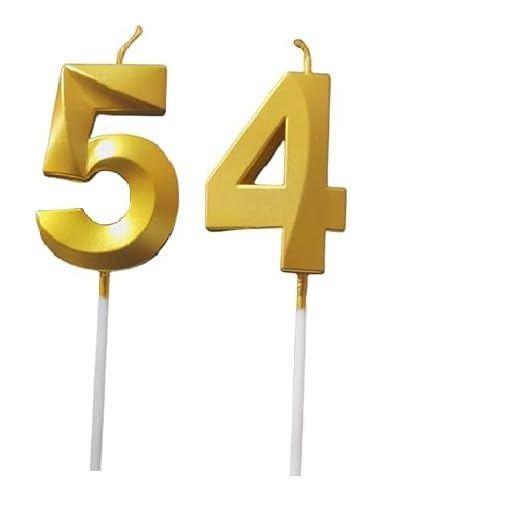 Image of ToyUniverse Number 54 Gold Candle | Fifty Four Number Candle | Number 54 Metallic Gold Candle for Fifty Fourth Birthday,Anniversary, Surprise Party Cake Decoration Candle (Pack of 2,Number 54)