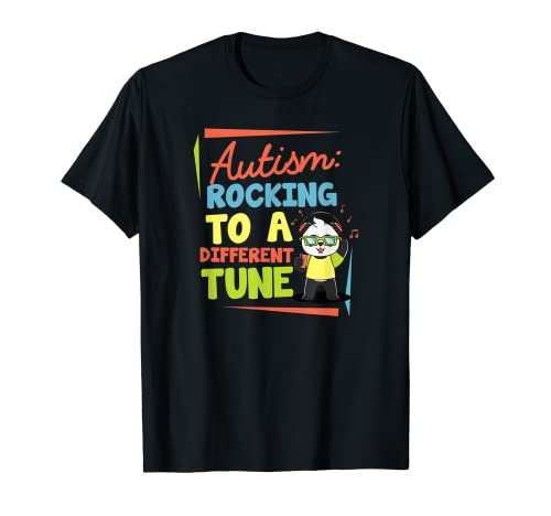Autism Rocking To a Different Tune Panda Bear Idea de regalo Amor Camiseta