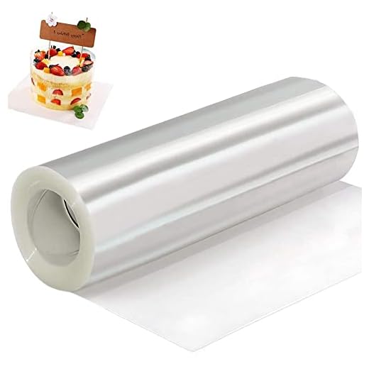Rollo de Acetato Transparente para Borde de Tartas,Hojas de Acetato para Pasteles Rollo de Acetato para Pasteles Tiras Acetato Pastel para Decoración de Repostería Pasteleria Chocolate 8cm x 10m