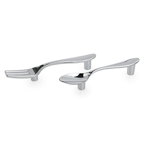 PIXNOR 3pcs Knife Spoon Fork Kitchen Cabinet Closet Drawer Pull Handles Knobs 3 Inch Center to Center - Thumbnail 2
