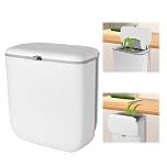 ANTREATU Foldable Hanging Bin with Lid 13.6L Kitchen Cupboard Bin Space-Saving Food Waste Bin for Under Sink, Cupboard & Caravan Door Bin (White)