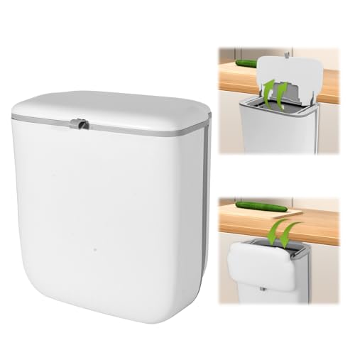 Lnopever Pattumiera sospesa per cucina 10 L, pattumiera da cucina durevole, contenitore rifiuti appendibile per pattumiera da cucina, contenitore per compost per uso interno per cucina, camper