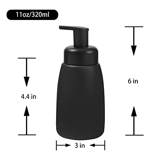 Image of Foaming Hand Soap Dispenser Ceramic Jar Foam Dish Soap Dispenser for Bathroom and Kitchen Sink, Liquid Pump Bottle for Shampoo, Body Wash, Hand Soap, Black, 2 Pack