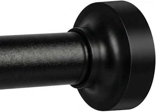Matte Black Adjustable Shower Curtain Rod 1 Inch Diameter 29.5'-69.7' Inches - No Drill Tension Rod...
