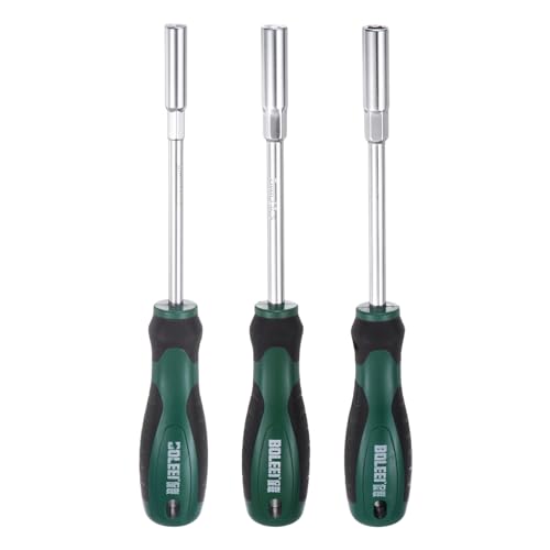 QUARKZMAN 3Pcs Llave de Tuercas Métricas 6/7/8Mm Cr-V con Punta No Magnética Ejes Huecos Destornillador de Vaso Hexagonal con Mango Antideslizante para Reparación de Automóviles