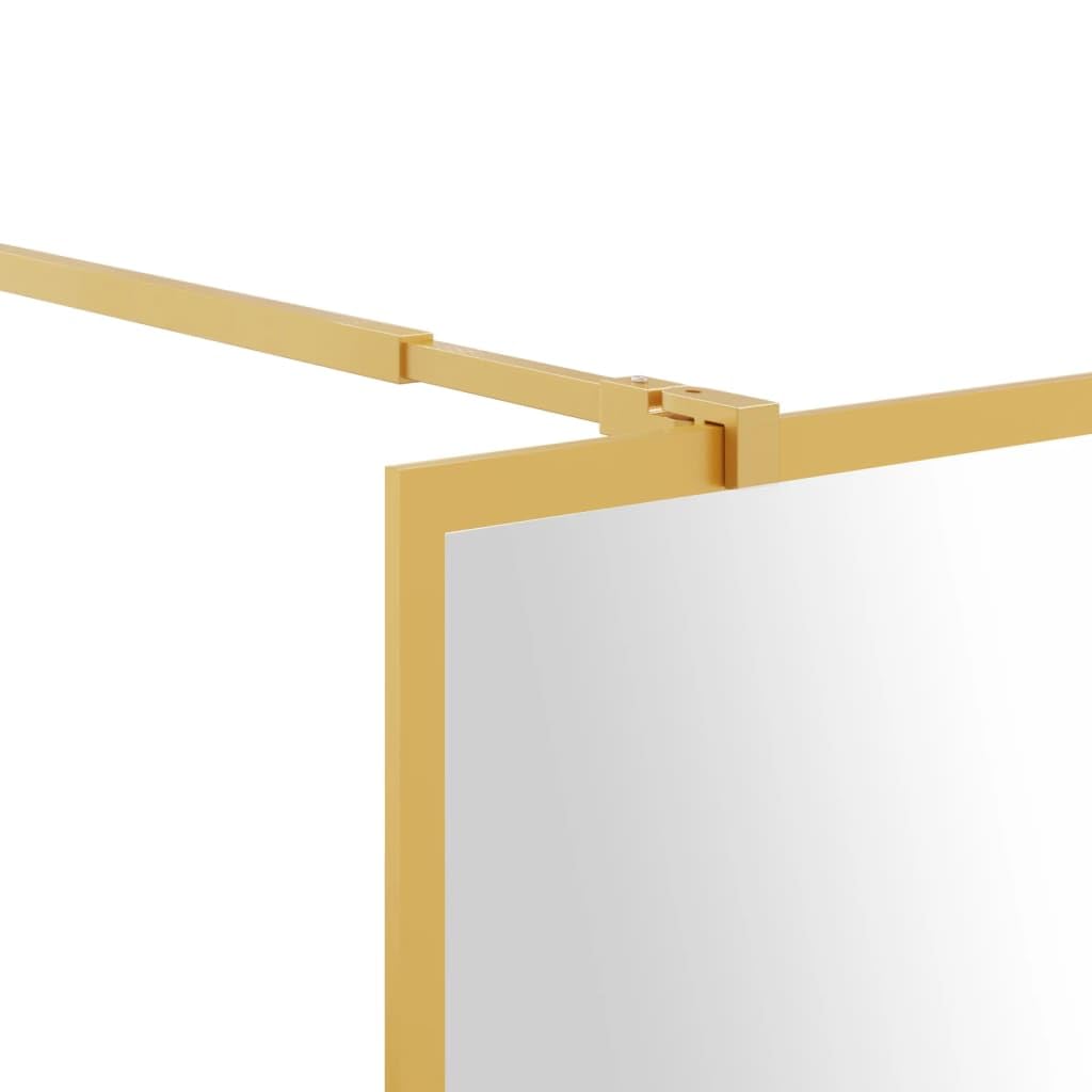 Mampara de ducha de cristal templado transparente de 5 mm, marco de aluminio dorado de 88 a 90 x 195 cm, protección contra salpicaduras para Walk in Renovation