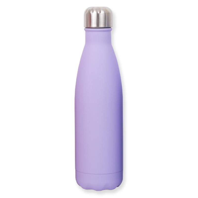 Just Giftz | Insulated Stainless Steel Water Bottle 500ml – Double Wall Vacuum Flask | Keeps Drinks Hot 12Hr & Cold 24Hr | Leak Proof, No Sweat, BPA Free | Reusable Travel Bottle – Pastel Lilac