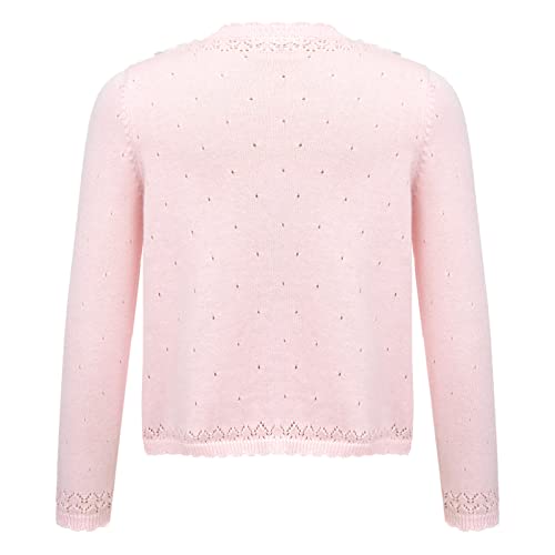 Toddler Kids Flower Girls Long Sleeve Wedding Shrug Knitwear One Button Lace Trim Bolero Cardigan2