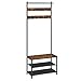 VASAGLE Garderobenständer, Garderobe mit Schuhbank, Kleiderständer, Kleiderstange, 9 abnehmbare Haken, 32,2 x 64 x 180 cm, Industrie-Stil, für Flur Schlafzimmer, vintagebraun-schwarz HSR411B01 Baby,Schwarz günstig Kaufen-VASAGLE Garderobenständer, Garderobe mit Schuhbank, Kleiderständer, Kleiderstange, 9 abnehmbare Haken, 32,2 x 64 x 180 cm, Industrie-Stil, für Flur Schlafzimmer, vintagebraun-schwarz HSR411B01