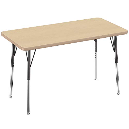FDP 24" x 48" Rectangle Table with Swivel Glide Legs - Maple/Maple/Black