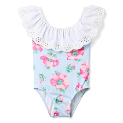 Janie and Jack Girls' Floral Eyelet One-Piece Swim (Toddler/Little Big Kid)