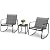 Oakmont 3 Pieces Patio Furniture Set Outdoor Wicker Conversation Set Modern Black Rattan Balcony Chair Sets with Coffee Table for Yard and Bistro(Grey)