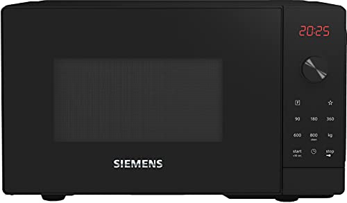 Siemens FF023LMB2 iQ300 - Microondas, 44 x 26 cm, 800 W, plato giratorio de 27 cm, tope de puerta izquierda, programas automáticos cookControl7, botón favorito negro, 20 L