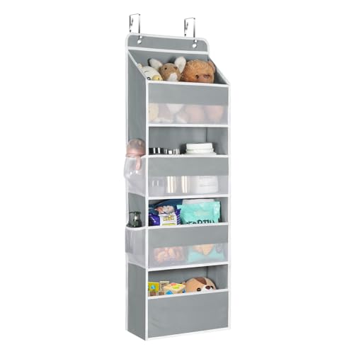 Image of Univivi 4-Shelf Door Hanging Organizer Baby Door Storage Wall Mount Storage with 4 Large Pockets and 4 Side Mesh Pockets for Baby Stuff, Toiletries and Sundries