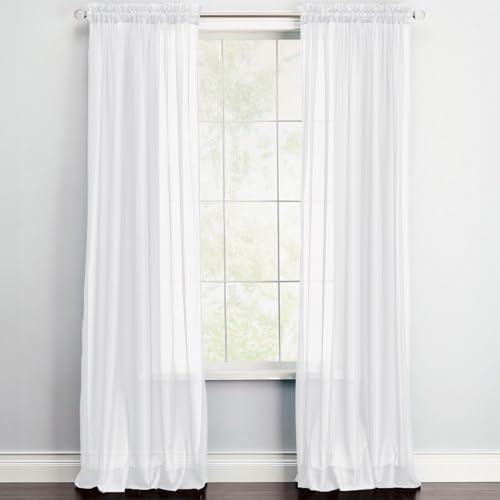 BrylaneHome Bh Studio Sheer Voile Rod-Pocket Panels, Set of 2