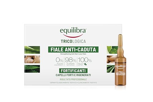 equilibra Haare, stärkende Ampullen gegen Haarausfall, zur Vorbeugung und Verlangsamung des Haarausfalls, auf Basis von Aloe Vera und Arganöl, 10 Ampullen à 8 ml
