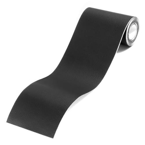 Vinabo Pelle Adesiva per Riparazioni 10 x 160 cm, Similpelle Adesiva, Toppe per Riparazione Autoadesive in Pelle PU, Ecopelle Adesiva per Tappezzeria, Borsa in Pelle, Sedile Auto, Divano, Mobili-Nero
