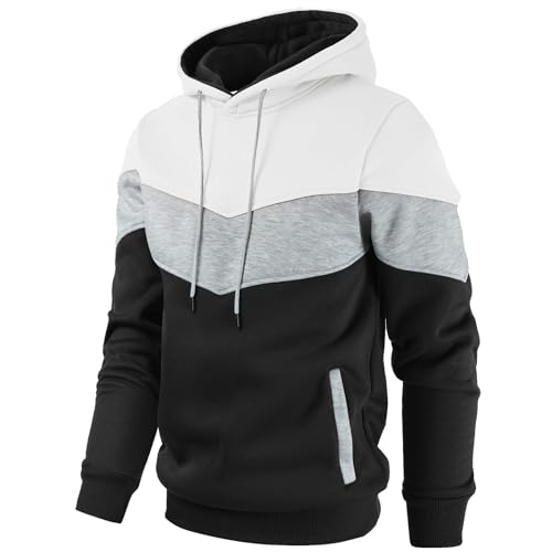 Gesean Men's Novelty Color Block Pullover Fleece Hoodie Long Sleeve Casual Sweatshirt with Pocket - Image 3