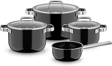 WMF Fusiontec Mineral Pro 0518695290 4-Piece Saucepan Set Durable Scratch-Resistant Material Induction Cooker Set Suitable for All Types of Cookers Made in Germany Black