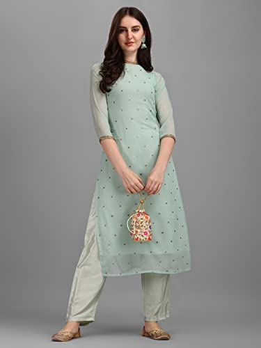 Image of Hritika Women Faux Georgette Sequin Pattern Straight Kurta set (Hrkb0070 Parent)