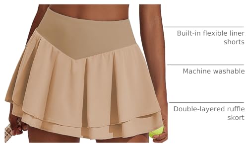 Image of PINSPARK Womens Tennis Skirt Pleated High Waisted Golf Skort with 3 Pockets