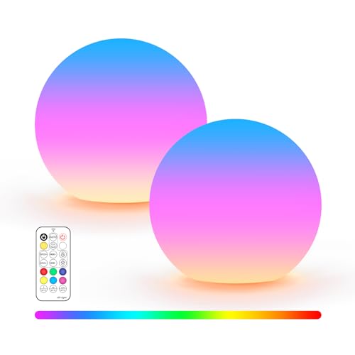 LOFTEK LED Ball Light 3-inch Rechargeable Orb Lights 16 Colors 4 Modes Glow Ball Lamp with Remote Waterproof Floating Pool Light for Bathtub Sphere Light for Home Bedroom Decor Gift 2 Pack
