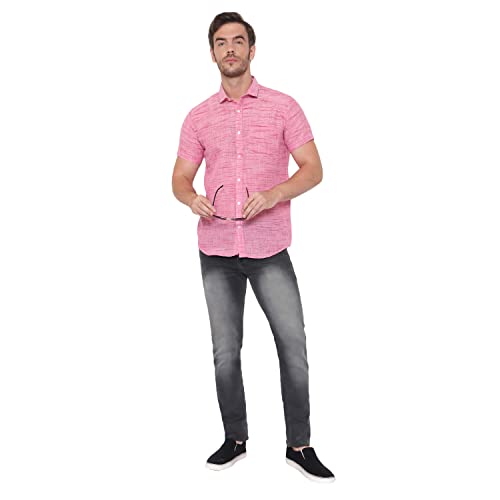 Image of LATEST CHIKAN Men's Cotton Blend Textured Half Sleeves Shirt