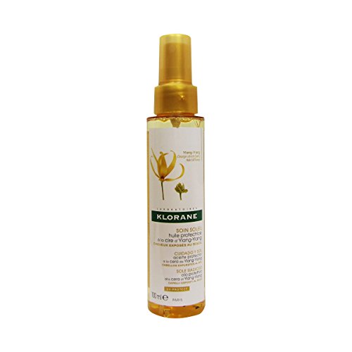 Klorane Protective Oil with Ylang-Ylang Wax, Shield against UV, Salt, Sand and Chlorine, Water Resistant, Protects from Color Fade