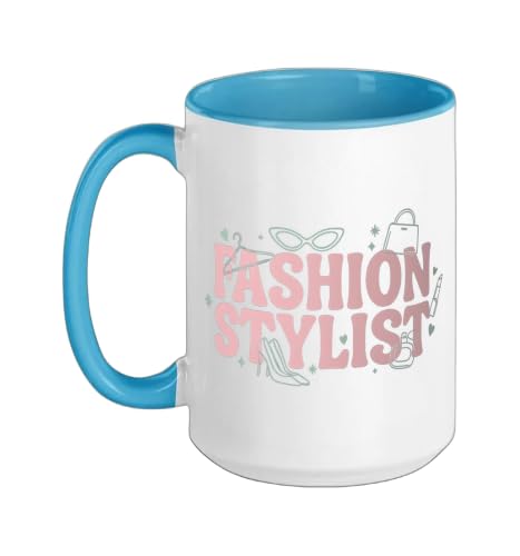 Fashion Styling Wardrobe Stylist Personal Outfit Consulting Ceramic Mug, Blue/White, 15oz