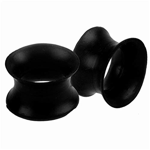 bismarckber - Dilatadores de silicona negra para las orejas - Joyas dilatadoras modernas, unisex Cover