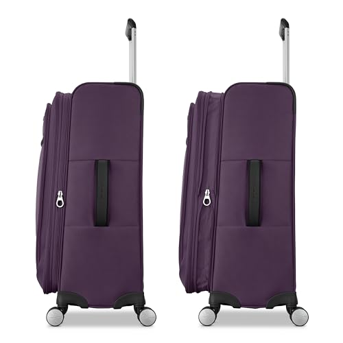 Image of Samsonite Soft-Sided 29-Inch Lightweight Large Checked Expandable Element Suitcase: Durable, 360 Spinner Wheels, Adjustable Telescopic Handle, 2 Front & 1 Side Pocket- Purple