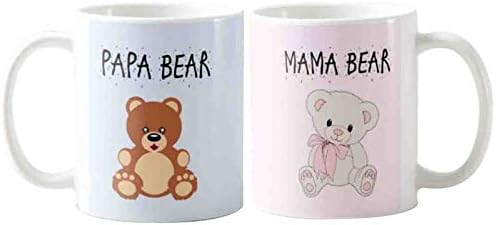 Printed Ceramic Coffee Mug Papa Bear/Mama Bear Set of Two